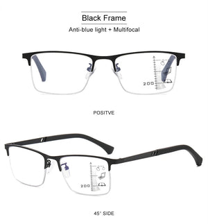 Unisex CLLOIO progressive multifocus reading glasses with blue light protection and spring hinges, designed for presbyopia.