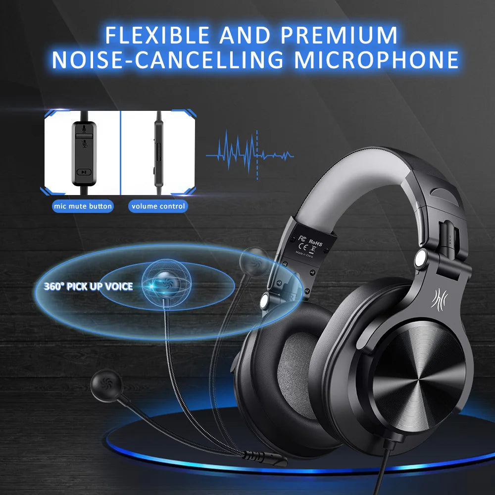 Oneodio A71D Wired Gaming Headset Gamer Over Ear Hi-Res Audio Headphones With Detachable Microphone For PC Computer PS4 PS5 Xbox