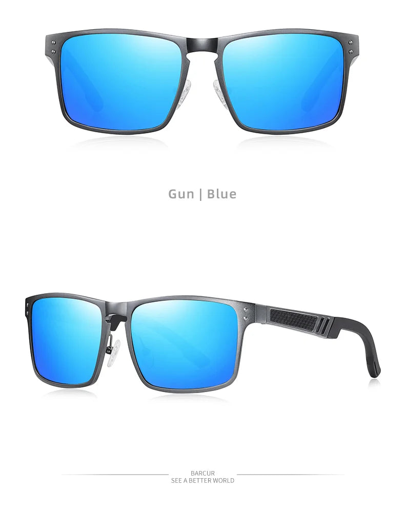 BARCUR Aluminium Magnesium Square Sunglasses Men Polarized Vintage Shades Women Sun Glasses For Men Sport Eyewear Oculos De Sol