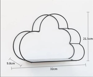 Chic cloud-shaped wall decor shelf by Hot Trend Vault, iron mounted storage rack for potted plants in a girl bedroom setting.