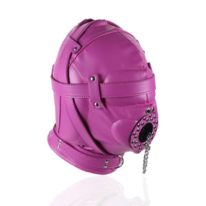 PU Leather Mask Hood Oral Gag Headgear with Funnel Detachable Cover Bondage BDSM Gimp Sexy Costume Sex Toys for Men Women