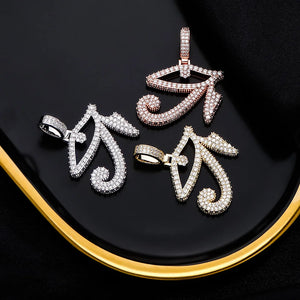 TOPGRILLZ Eye of Horus Pendant Necklace With Tennis Chain Gold Color Iced Out Cubic Zirconia Hip Hop Rock Fashion Jewelry Gift