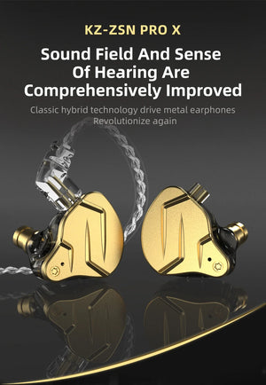 KZ ZSN Pro X Metal Wired Headset Hybrid Technology 1BA+1DD In Ear HiFi Monitor Earphone With Microphone Sport Game Headphones