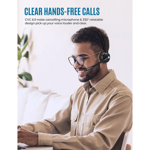 Mpow Pro Wireless Headphone V5.0 Updated MBH15 Bluetooth Headset with Noise Cancelling Mic For Trucker Driver Call Center Office