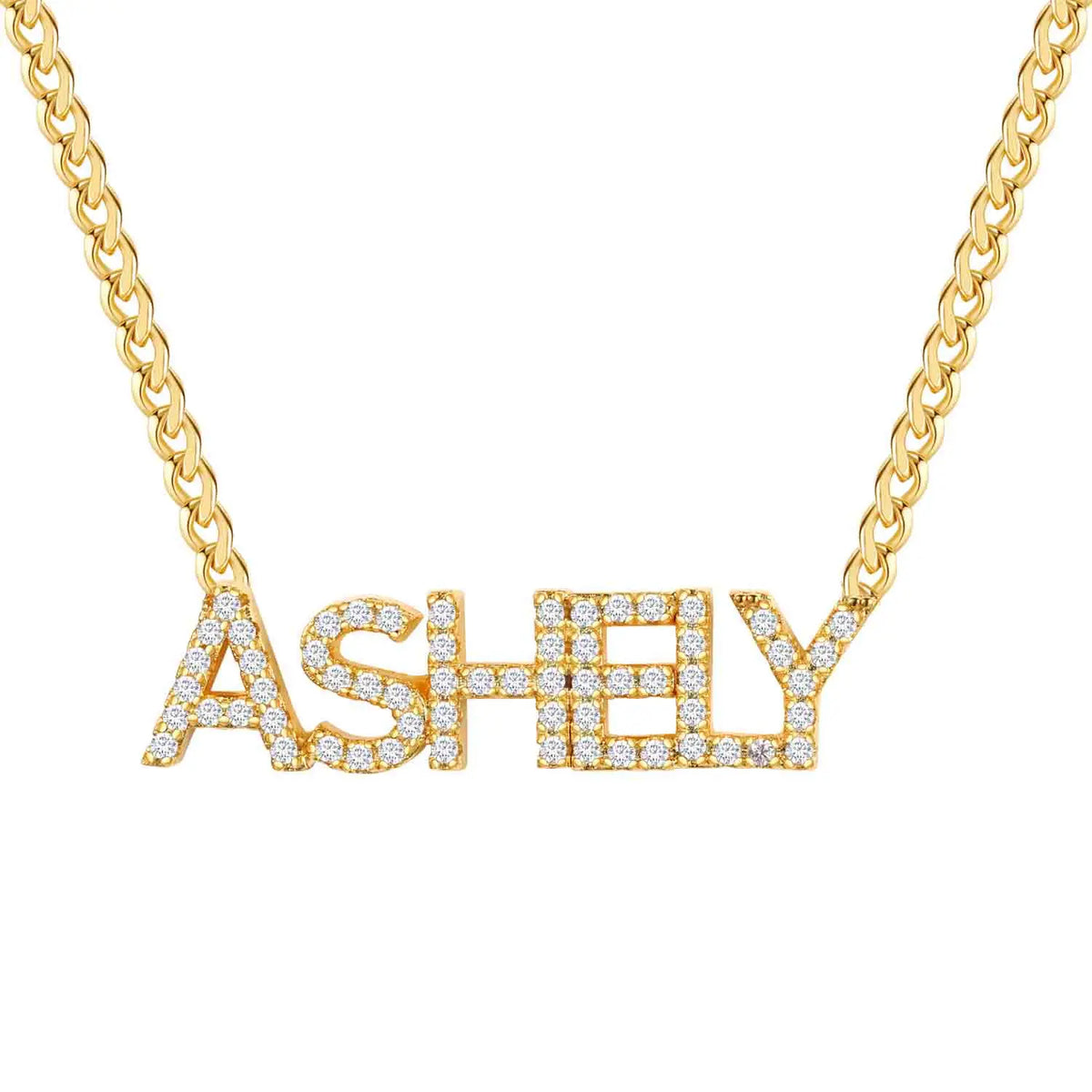 Personalized Crystal Name Necklace Custom Iced Letters Pendant  Zirconia Necklace For Women Commemorat Birthday Gift Jewelry BFF