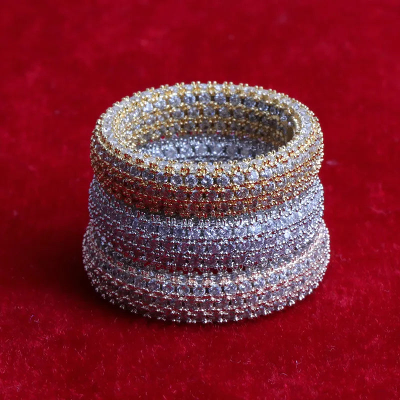 Iced-out Cubic Zirconia Ring for Men 24k Gold Color Plated Hip Hop Rock Street Jewelry