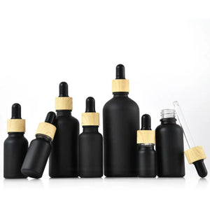 5/10/15/20/30/50/100ml Dropper Empty Bottle Refillable Frosted Black Glass Squeeze Wholesale Bulk For Essential Oil Aromatherapy