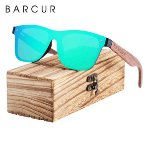 BARCUR Wood Sunglasses Natural Black Walnut Sun glasses for Men Eyewear Women Polarized UV400 Oculos De Sol Masculino Feminino