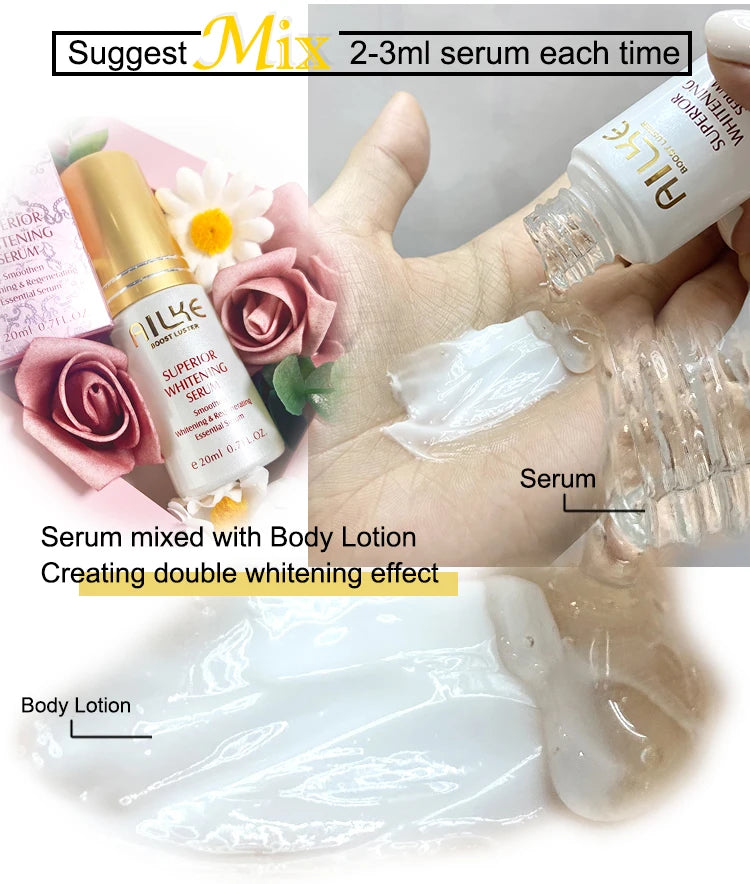 Hot Trend Vault AILKE Whitening Skin Care Set with Glutathione for all skin types, featuring skincare bottles and packaging.
