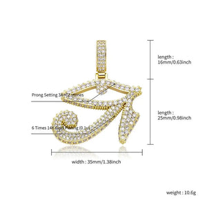 TOPGRILLZ Eye of Horus Pendant Necklace With Tennis Chain Gold Color Iced Out Cubic Zirconia Hip Hop Rock Fashion Jewelry Gift