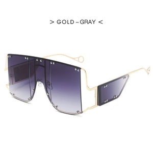 VICKICOCO oversized square unisex vintage metal sunglasses with rivet details, stylish eyewear from Hot Trend Vault