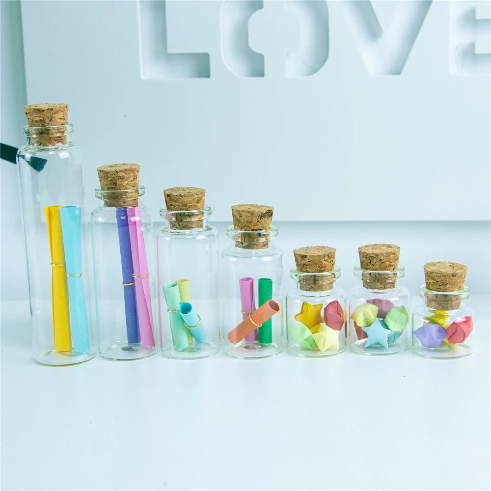 50pcs 10ml 15ml 20ml 25ml 30ml 40ml Glass Bottles with Cork Empty Bottles Jars Containers Vial Crafts Bottles Jars