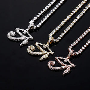 TOPGRILLZ Eye of Horus Pendant Necklace With Tennis Chain Gold Color Iced Out Cubic Zirconia Hip Hop Rock Fashion Jewelry Gift