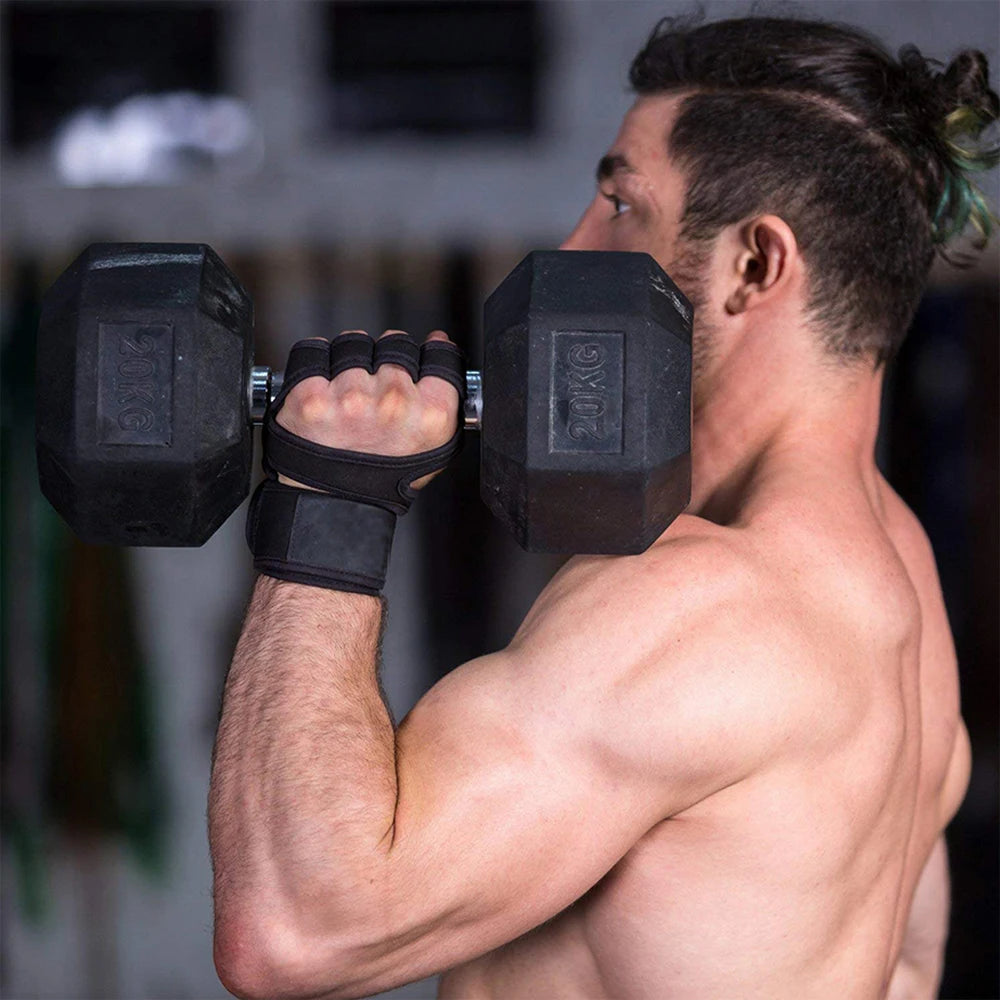Guantes de gimnasio para entrenamiento para hombres y mujeres, protector de muñeca y palma para levantamiento de pesas