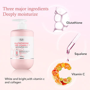 Hot Trend Vault AILKE Whitening Skin Care Set with Glutathione for all skin types, featuring bottles and skincare products.