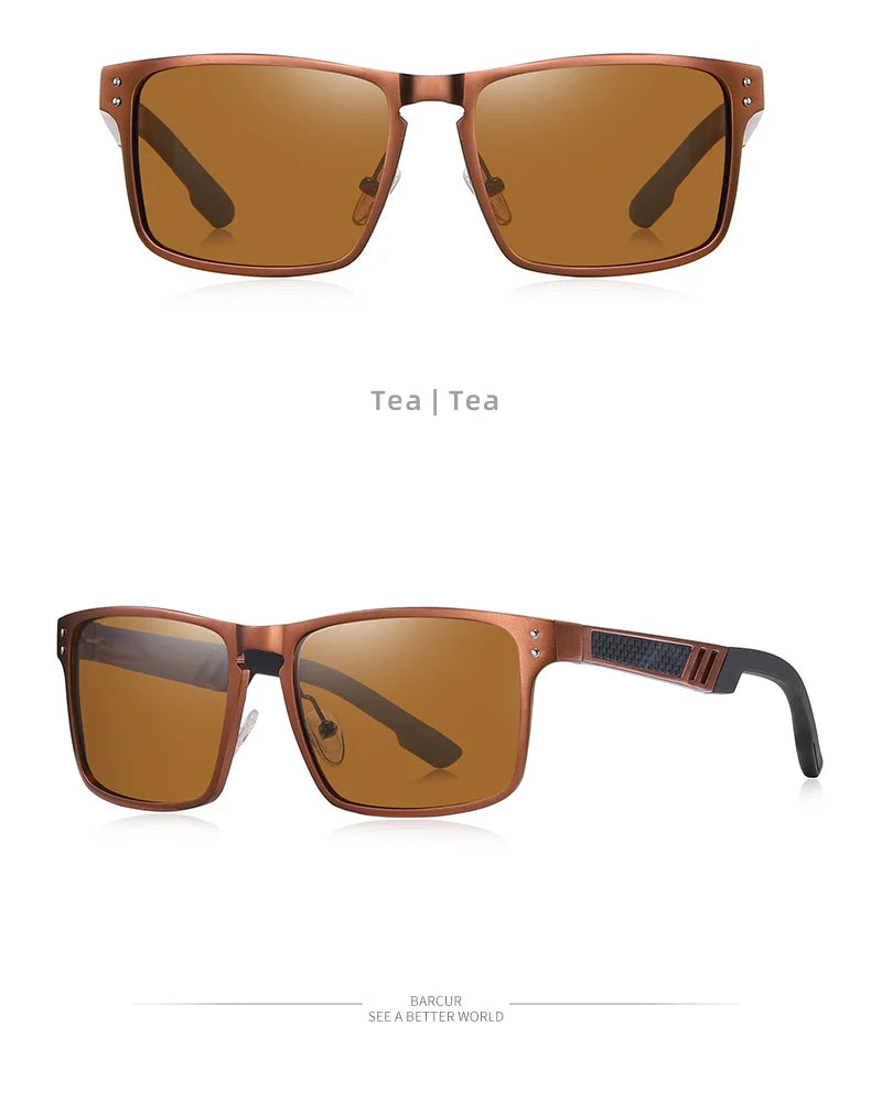 BARCUR Aluminium Magnesium Square Sunglasses Men Polarized Vintage Shades Women Sun Glasses For Men Sport Eyewear Oculos De Sol