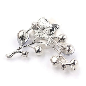 New Fashion and Elegant Wedding Brooch Plant Plum Blossom Crystal Pearl Breast Ladies Wedding Set Gift