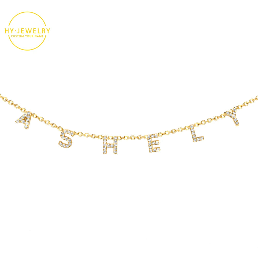 Personalized Crystal Name Necklace Custom Iced Letters Pendant  Zirconia Necklace For Women Commemorat Birthday Gift Jewelry BFF