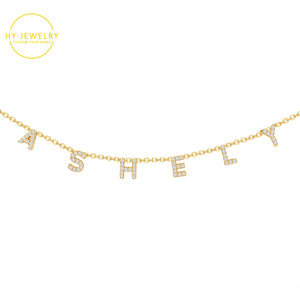 Personalized Crystal Name Necklace Custom Iced Letters Pendant  Zirconia Necklace For Women Commemorat Birthday Gift Jewelry BFF