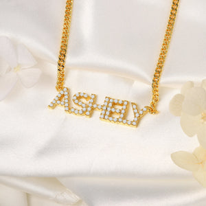 Personalized Crystal Name Necklace Custom Iced Letters Pendant  Zirconia Necklace For Women Commemorat Birthday Gift Jewelry BFF