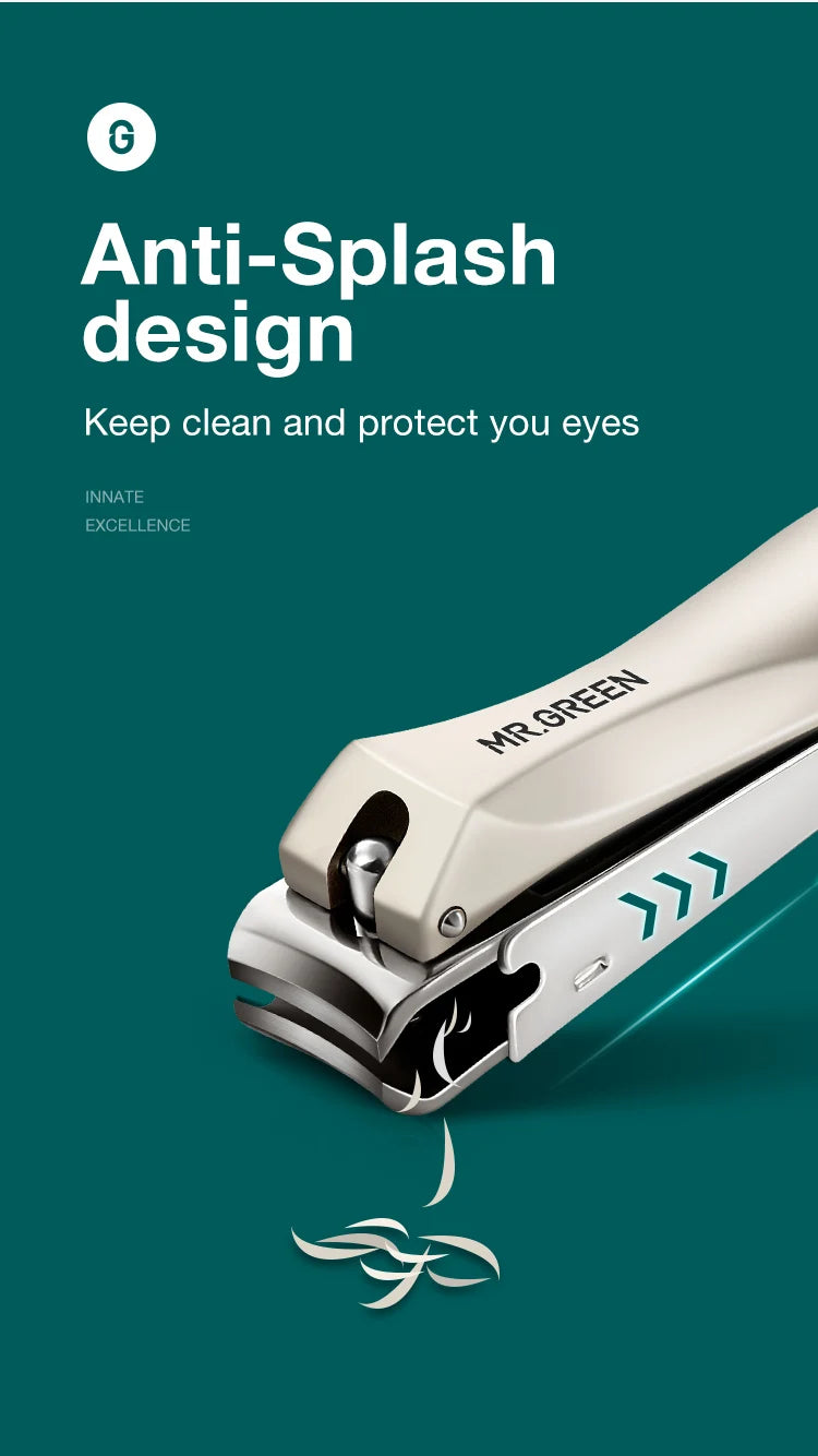 MR.GREEN Nail Clippers Stainless Steel Anti Splash Fingernail Cutter Manicure Tools Bionics Design Nail Trimmer Pedicure Scissor