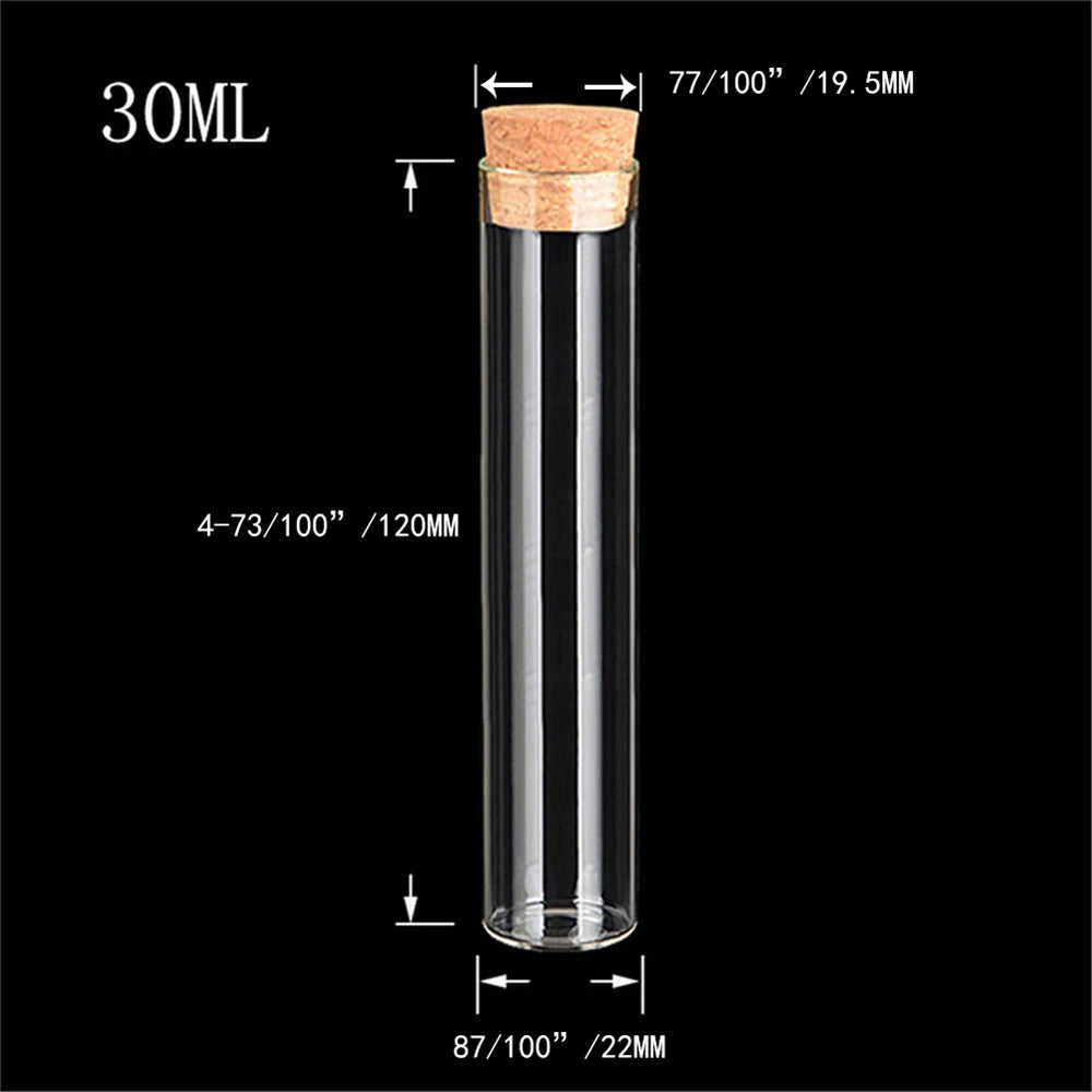 22x120mm 30ml Empty Glass Transparent Clear Bottles With Cork Stopper Glass Vials Jars Storage Bottles Test Tube Jars 50pcs/lot
