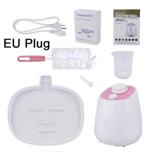 Hot Trend Vault VamsLuna DIY facial mask maker for at-home collagen moisturizing skin rejuvenation, showing the device and mask ingredients.