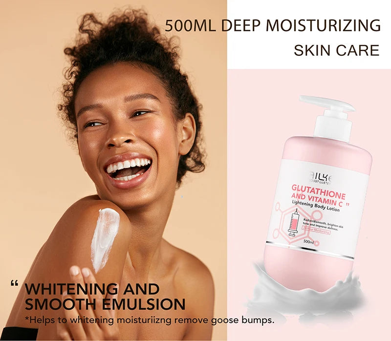 Hot Trend Vault AILKE Whitening Skin Care Set for all skin types with glutathione, featuring cleanser, serum, and moisturizer.