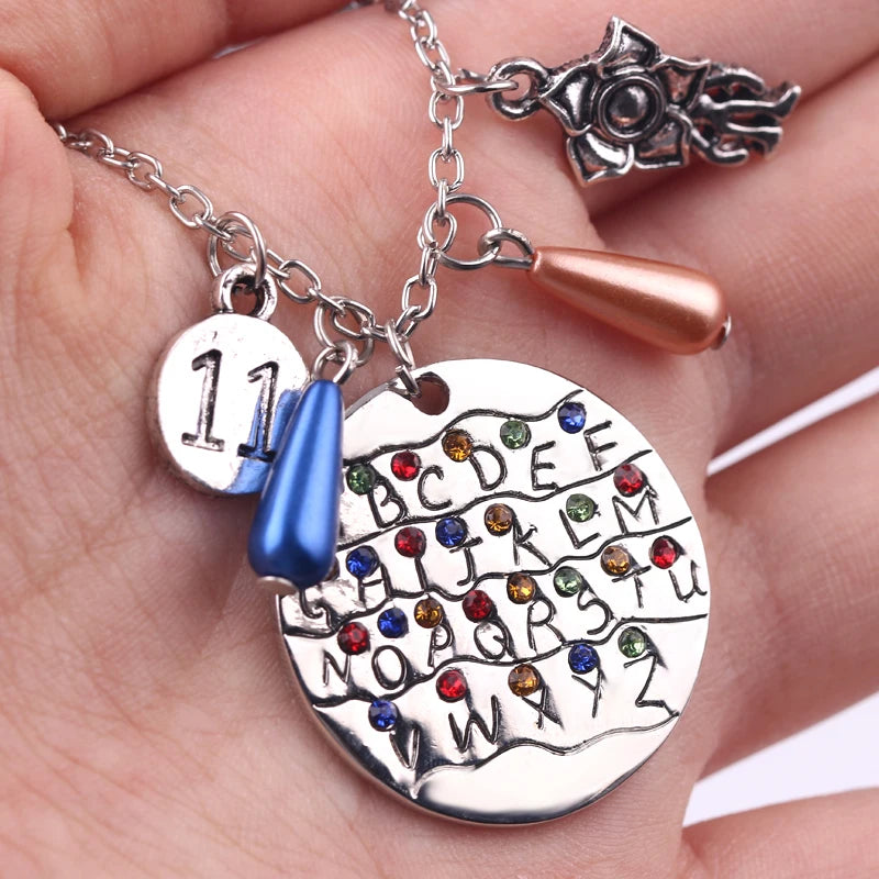 TV Show English Alphabet Letters Pendant Necklace Silver Plated Color Chain Charms Necklaces Gifts for Women