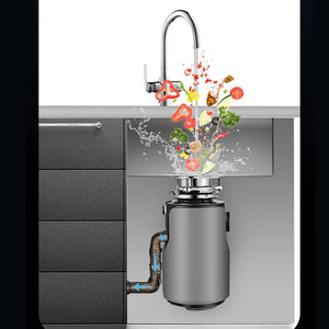 Hot Trend Vault SUSWEETLIFE 220V food waste disposer for home kitchens with air switch control, mounted under a kitchen sink.