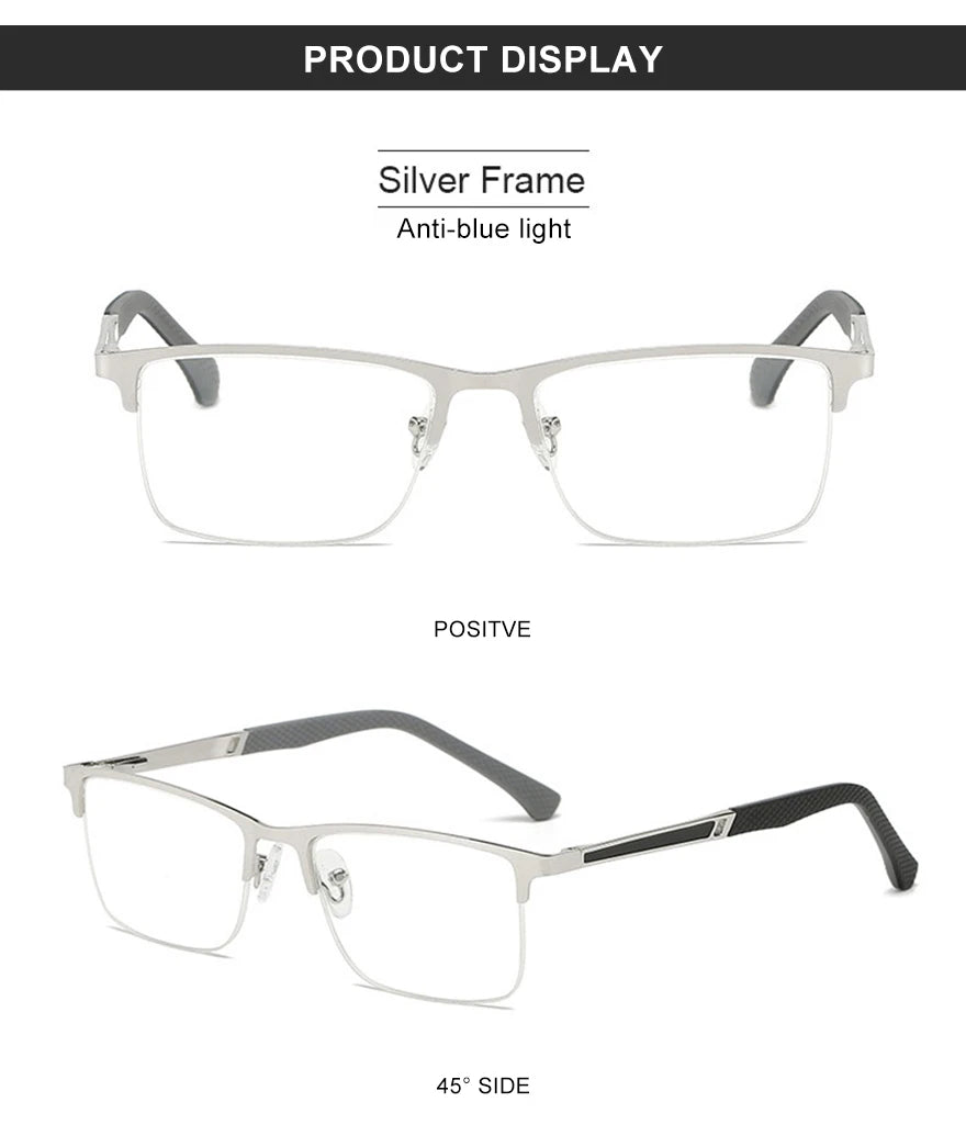 CLLOIO New Progressive Multifocus Reading Glasses Men Business Anti Blue Light Presbyopic Glasses Spring Hinge Diopters Eyewear