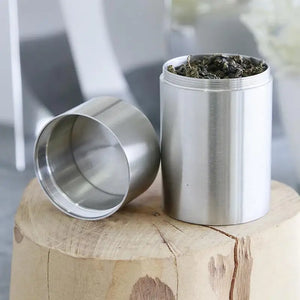 Stainless steel portable condiment bottle by Hot Trend Vault, 85ml eco-friendly travel container for outdoor use, shown with lid on.