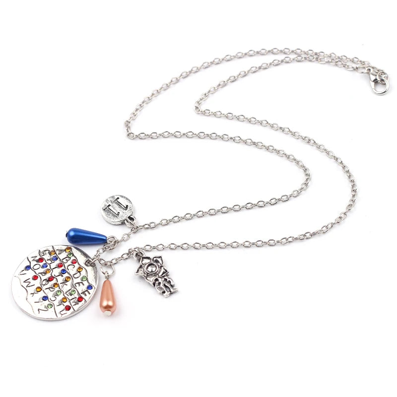 TV Show English Alphabet Letters Pendant Necklace Silver Plated Color Chain Charms Necklaces Gifts for Women