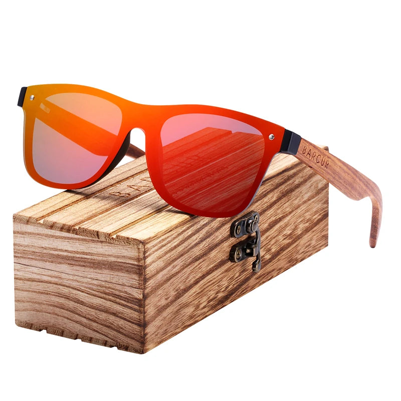 BARCUR Wood Sunglasses Natural Black Walnut Sun glasses for Men Eyewear Women Polarized UV400 Oculos De Sol Masculino Feminino