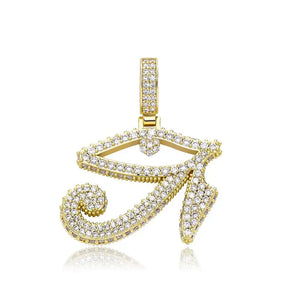 TOPGRILLZ Eye of Horus Pendant Necklace With Tennis Chain Gold Color Iced Out Cubic Zirconia Hip Hop Rock Fashion Jewelry Gift
