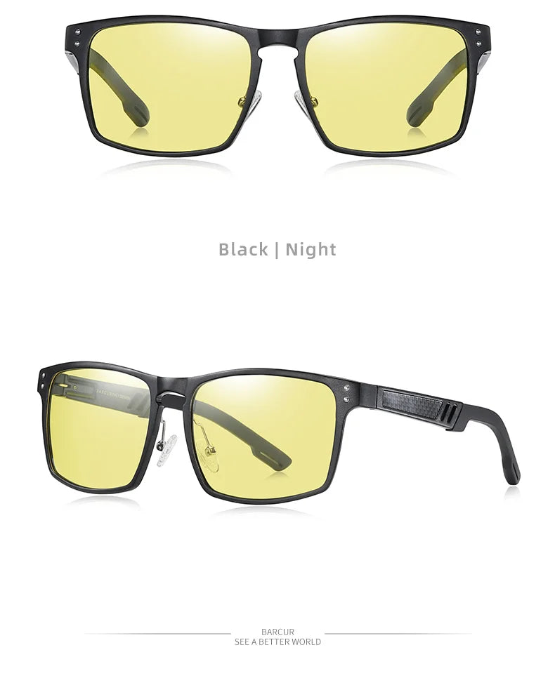 BARCUR Aluminium Magnesium Square Sunglasses Men Polarized Vintage Shades Women Sun Glasses For Men Sport Eyewear Oculos De Sol