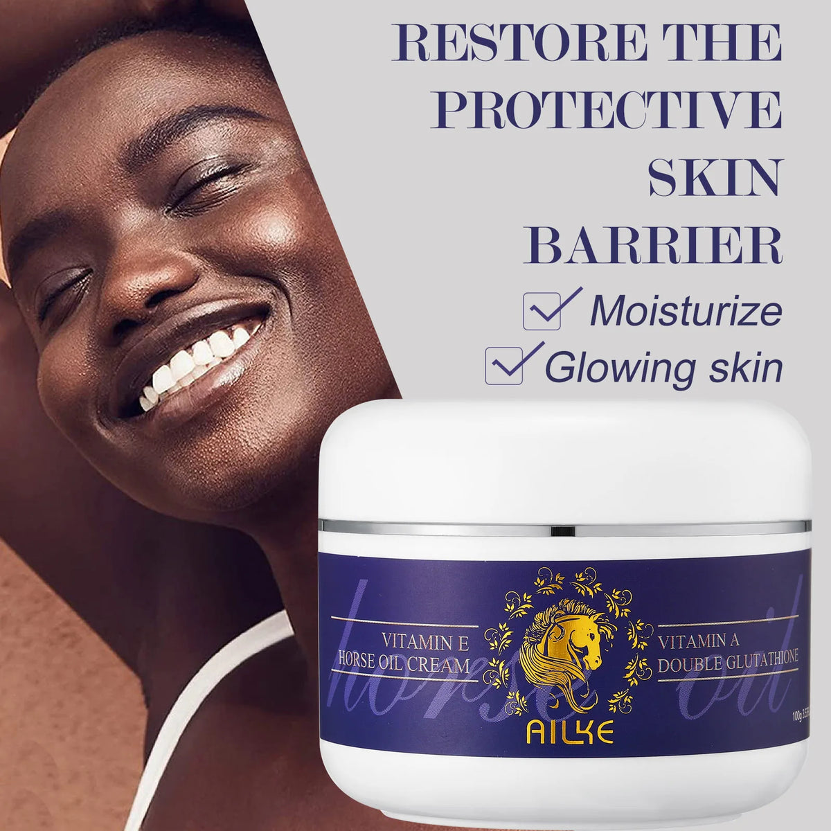 AILKE Glutathione Whitening Skin Care for women, featuring moisturizing formula for all skin types, promoting even skin tone.