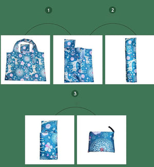 Reusable foldable shopping bag by Hot Trend Vault, large eco-friendly tote with washable, heavy-duty design for women.