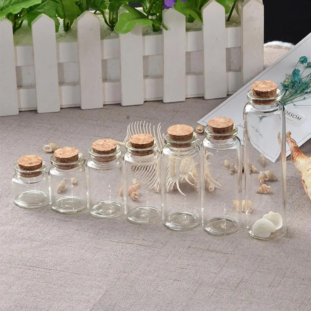 50pcs 10ml 15ml 20ml 25ml 30ml 40ml Glass Bottles with Cork Empty Bottles Jars Containers Vial Crafts Bottles Jars