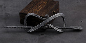 Viking-inspired metal hairpins for women, iron color, zinc alloy hair sticks with ethnic style design.