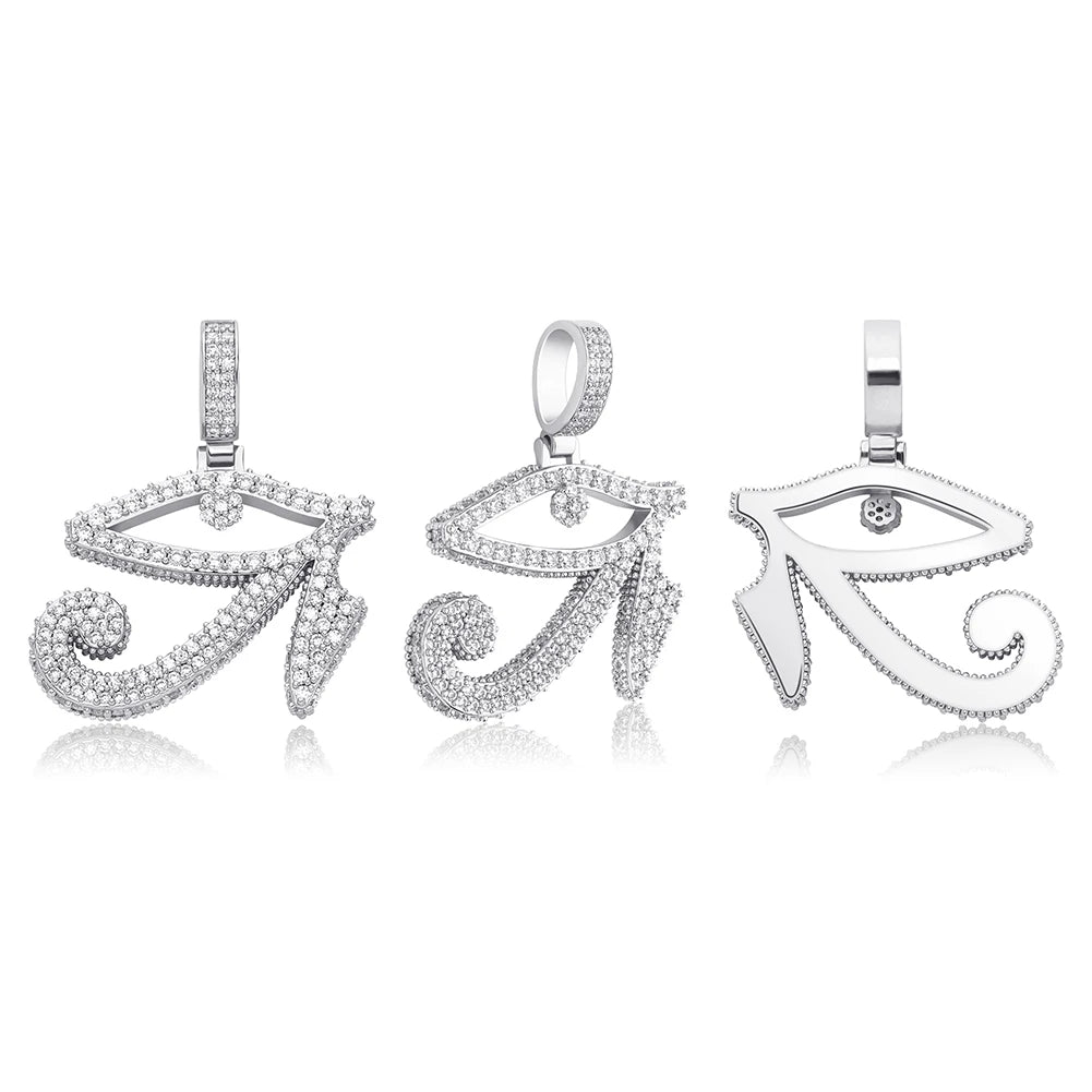 TOPGRILLZ Eye of Horus Pendant Necklace With Tennis Chain Gold Color Iced Out Cubic Zirconia Hip Hop Rock Fashion Jewelry Gift