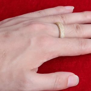 Men's cubic zirconia ring with 24K gold plating, featuring iced out design, hip hop street jewelry by Hot Trend Vault.