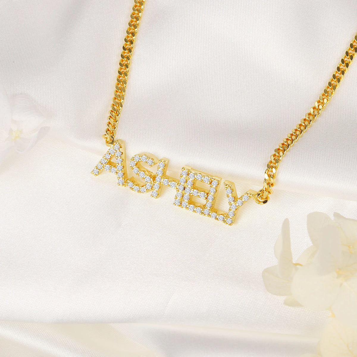 Personalized Crystal Name Necklace Custom Iced Letters Pendant  Zirconia Necklace For Women Commemorat Birthday Gift Jewelry BFF