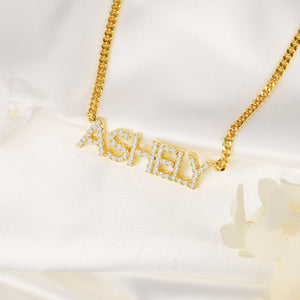 Personalized Crystal Name Necklace Custom Iced Letters Pendant  Zirconia Necklace For Women Commemorat Birthday Gift Jewelry BFF