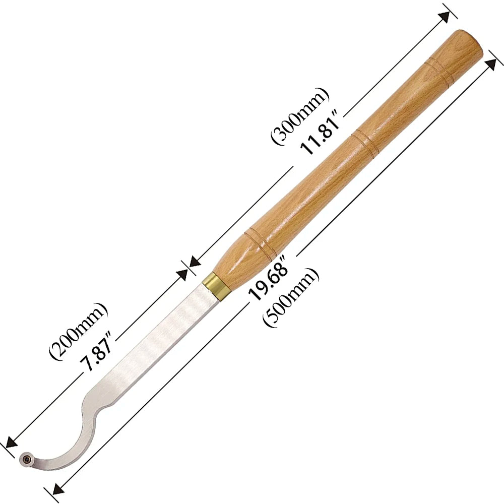 20 Inches Swan Neck Hollower Round 12X2.5mm Carbide Tipped Wood Turning Tools With Solid Wooden Handle For Wood Carpenter