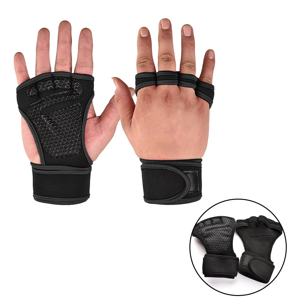 Guantes de gimnasio para entrenamiento para hombres y mujeres, protector de muñeca y palma para levantamiento de pesas