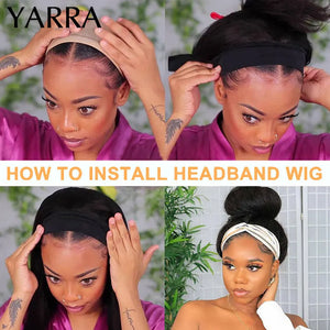 Hot Trend Vault Yarra Brazilian Kinky Curly Remy headband wig for women, showcasing the textured curly hair and comfortable headband design.