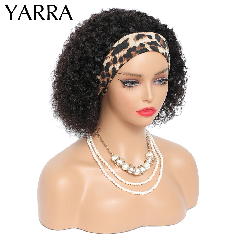 Hot Trend Vault Yarra Remy Brazilian kinky curly headband wig in black, showcasing natural textured curly hair for women.