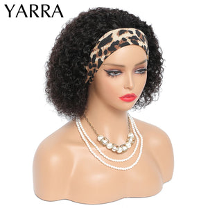Hot Trend Vault Yarra Remy Brazilian kinky curly headband wig in black, showcasing natural textured curly hair for women.