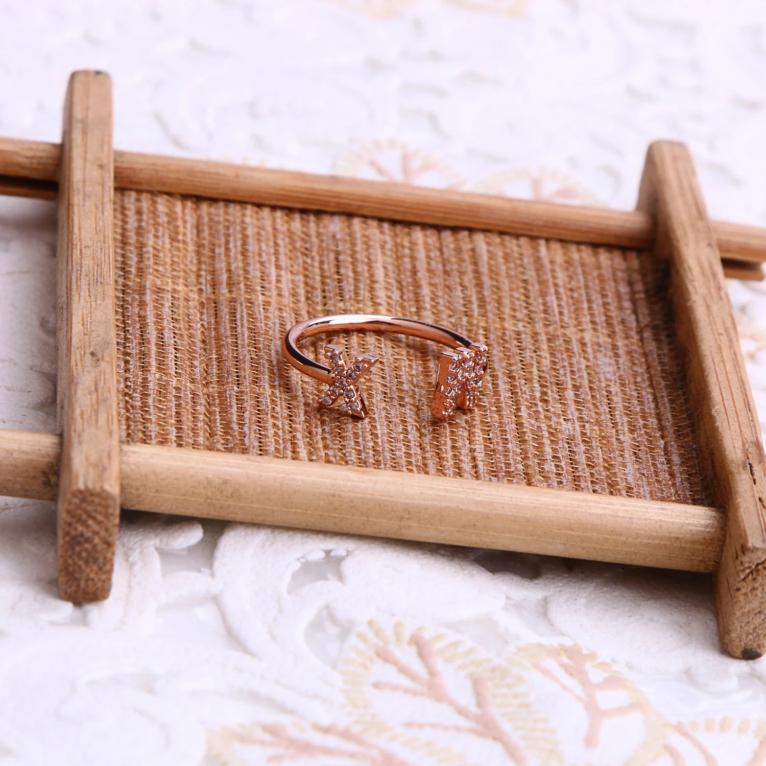 DOREMI Open Ring Custom Letter Jewelry Iced Out Zircon Stone Geometric letters fashion Ring For Women Handmade Jewelry For Gifts